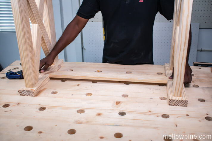 Checking fit of the bottom horizontal brace