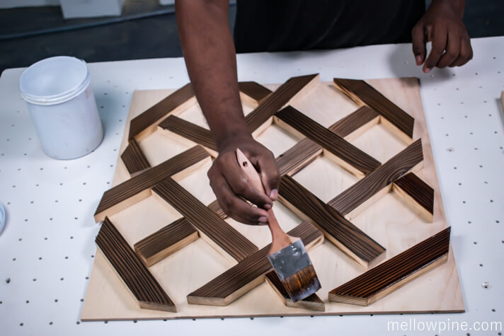 Applying PU on the burned 1 x 2 pieces