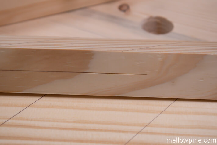 Depth for half-lap marked using marking gauge