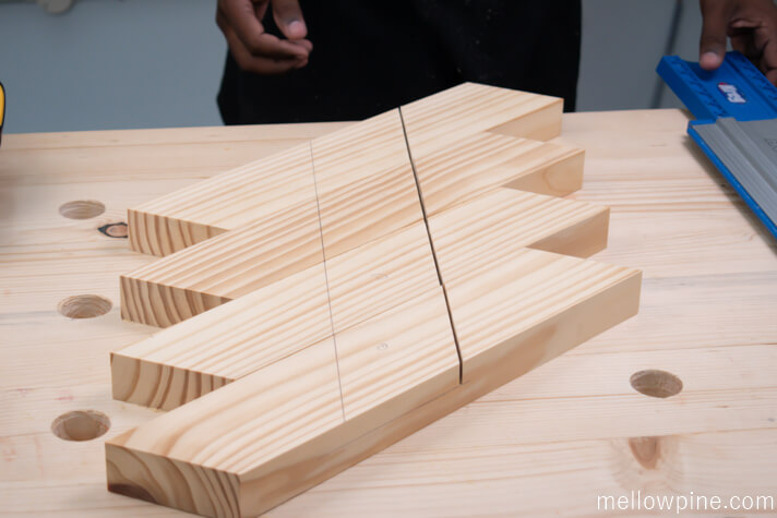 Making the cuts using circular saw for chiseling out