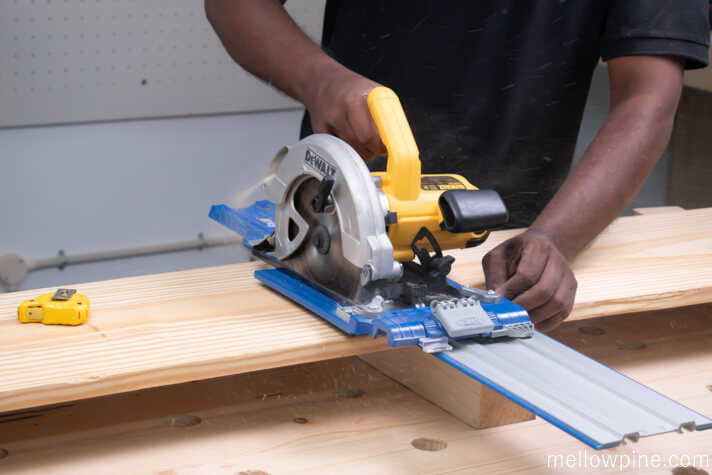 Cutting the top piece for the bench from the board
