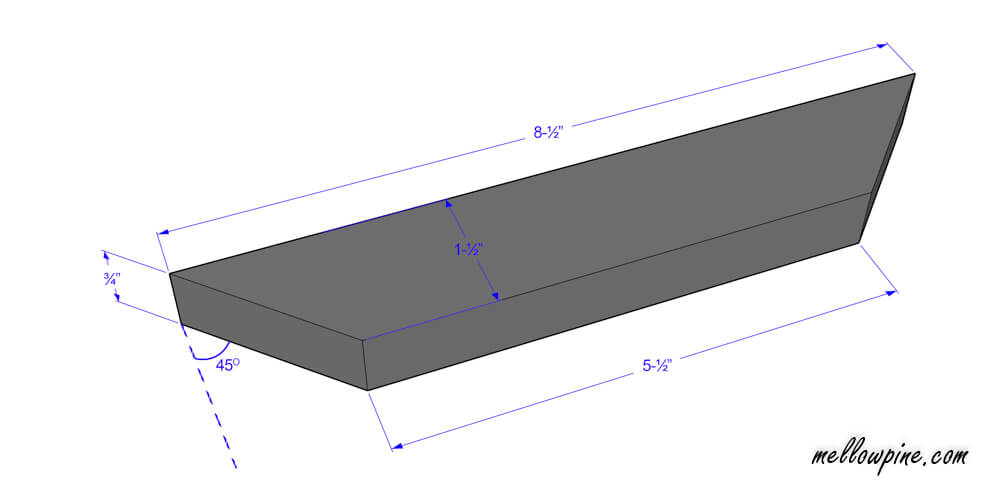 Plan of 8-½" inch piece with both ends mitered