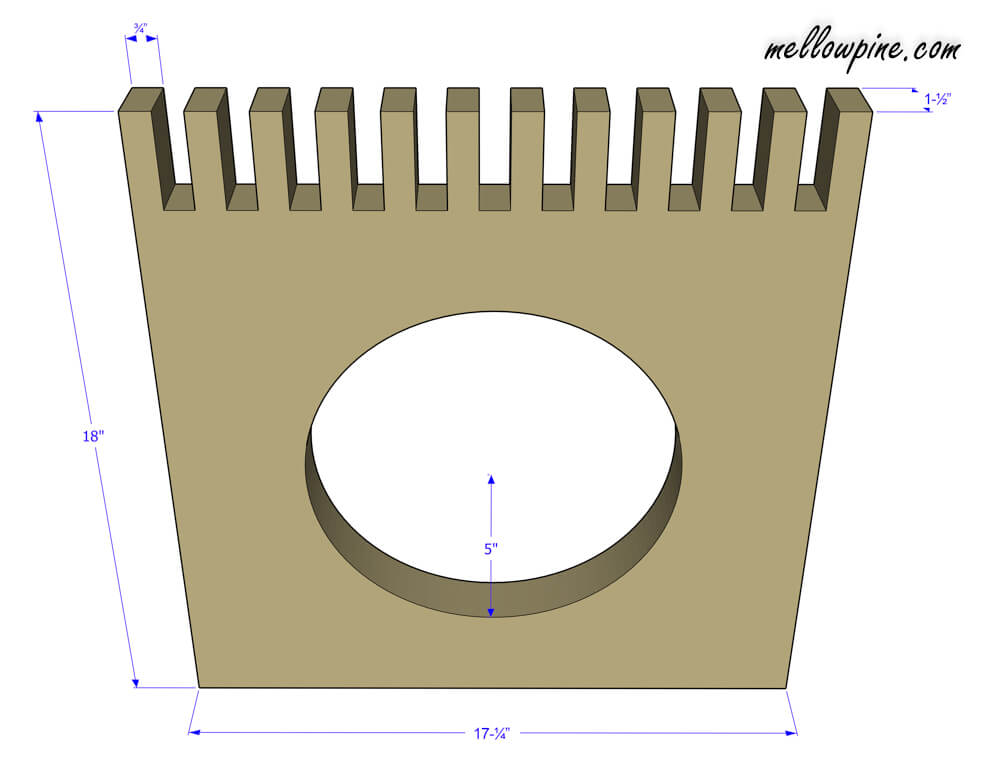 Plan of the leg piece of the bench