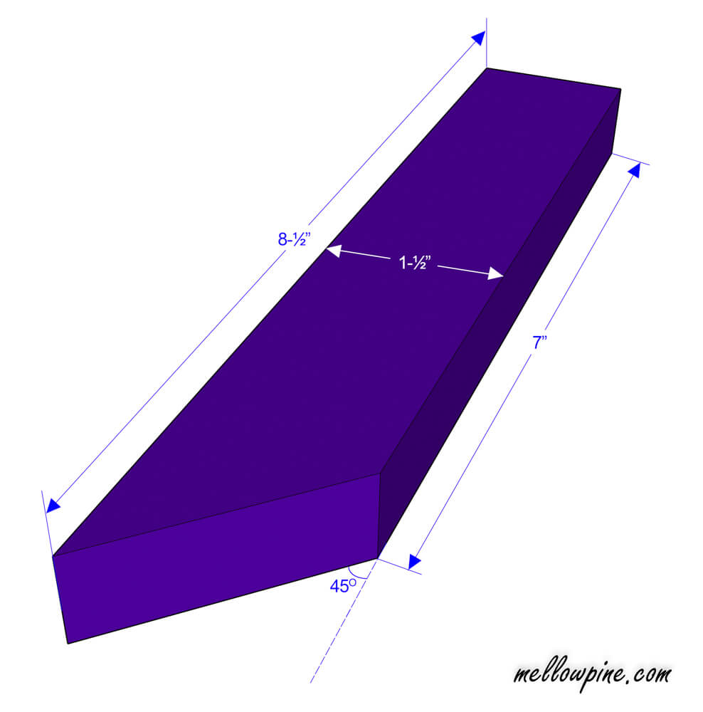 Plan of 8-½" inch piece with one end mitered