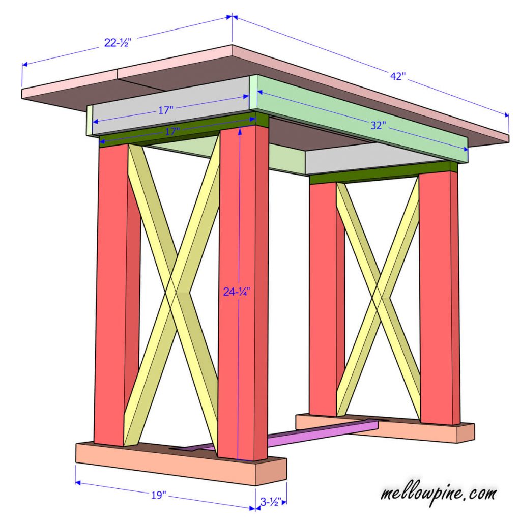 X Brace desk Plan