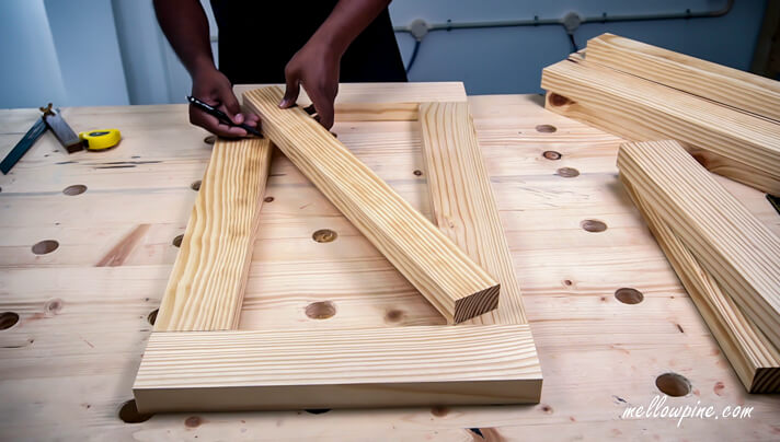 Marking the portion to be cut on the X brace piece