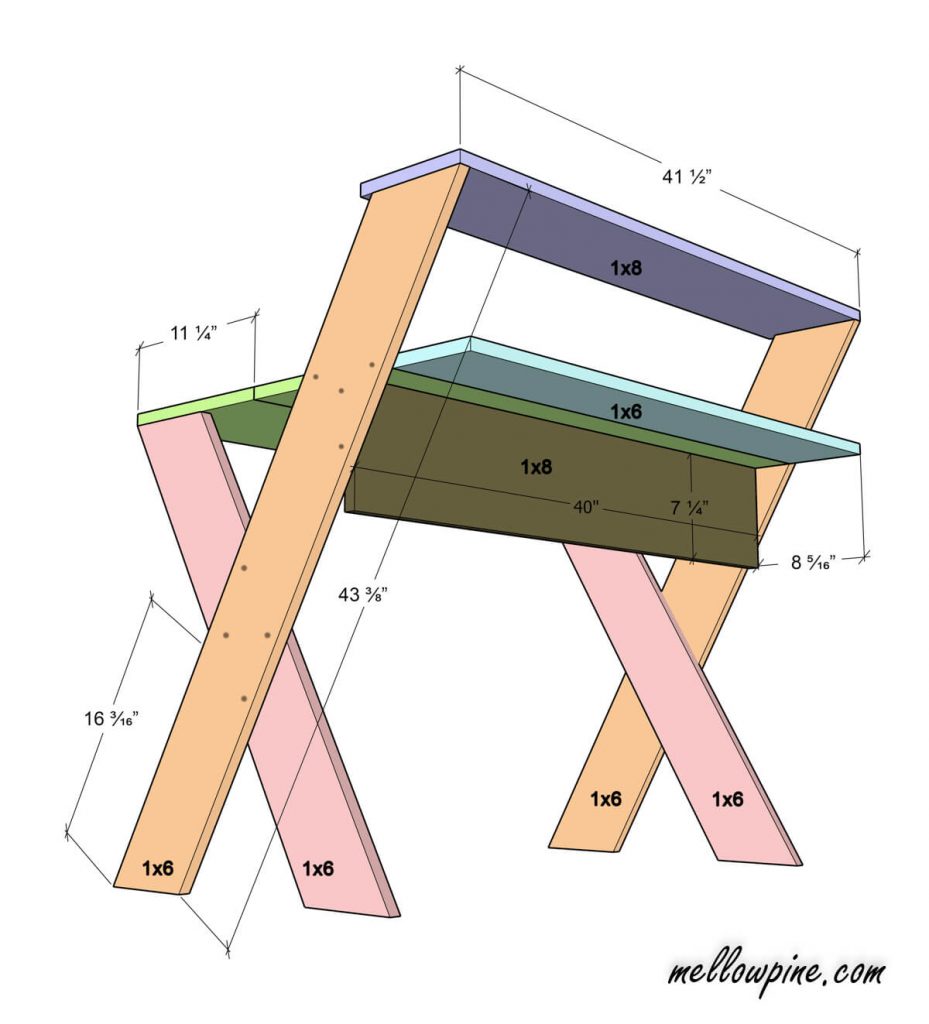 DIY X Desk Plan-Back View