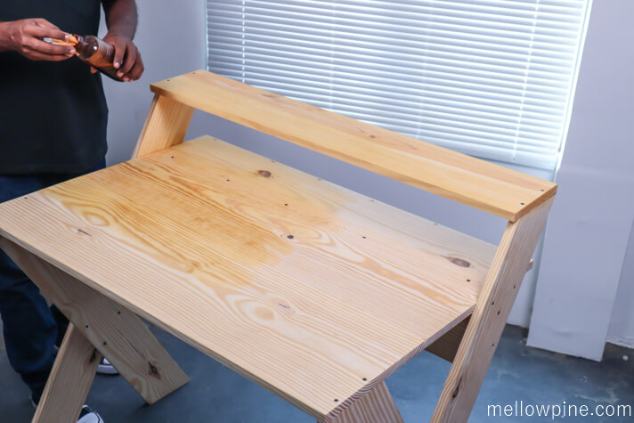 Applying black tea pre-stain 