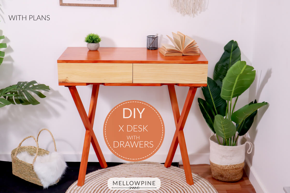 DIY X Desk with Drawers