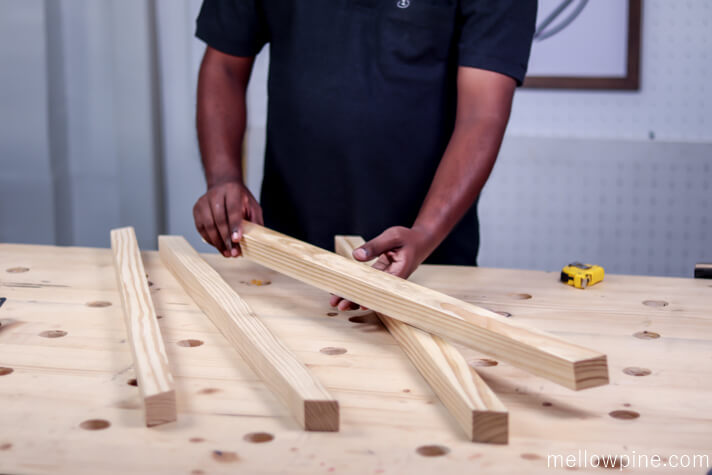 2 x 2 square dowels after mitering both the ends
