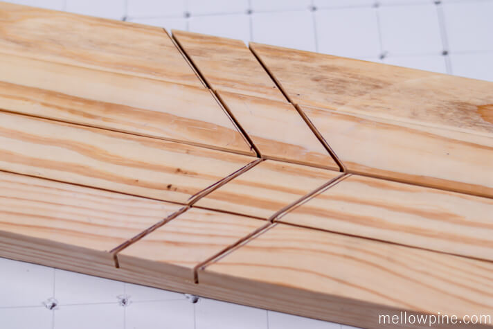 2 x 2 square dowels after the cuts using the circular saw