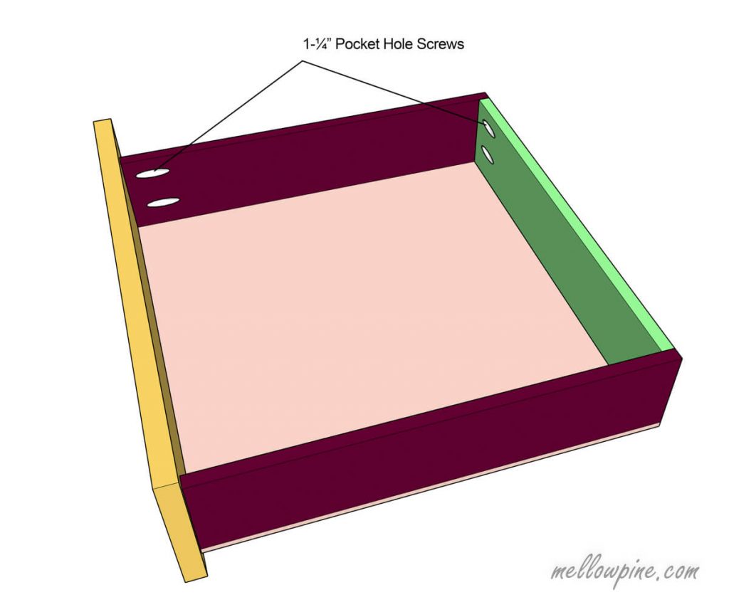 X Desk Drawer Pocket Hole Plan