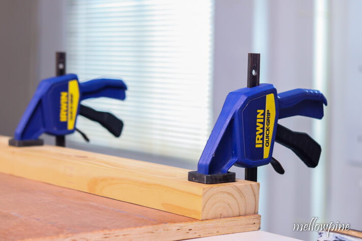 Clamping the 2x4 down with quick grip clamps