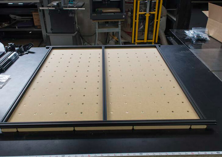 X-Carve Base extrusions that support the wasteboard