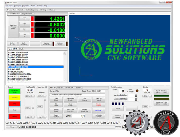 Mach 4 software window