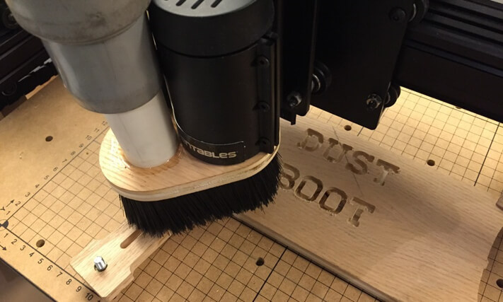 CNC dust shoe on a machine