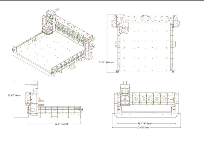 BobsCNC Evolution 4 Size Drawing