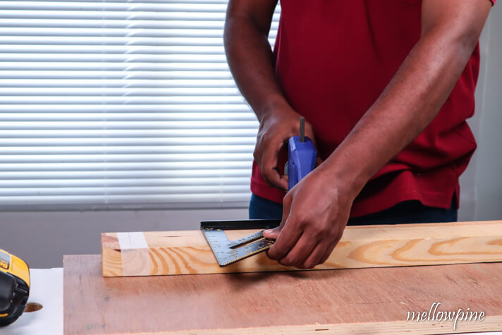 clamp the wood piece and the speed square