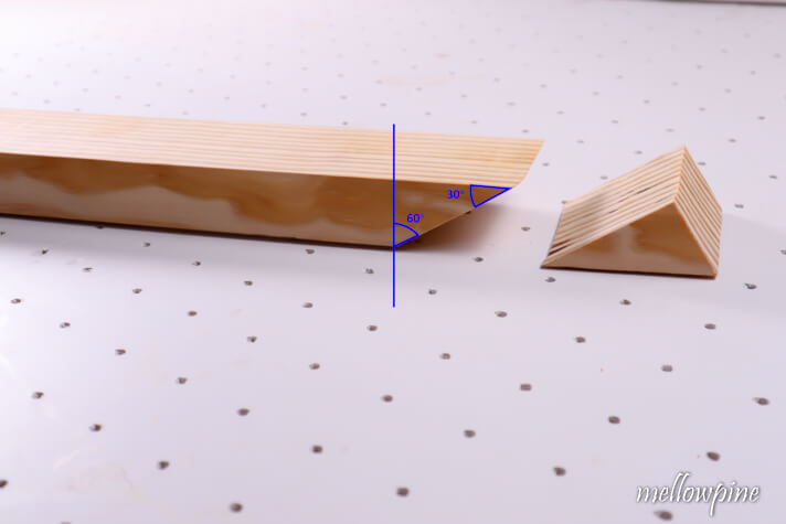 Greater than 45° (i.e 60°) bevel cut completed