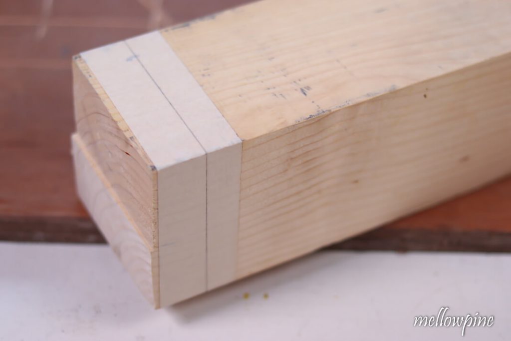 4x4 with cut line marked on all four sides