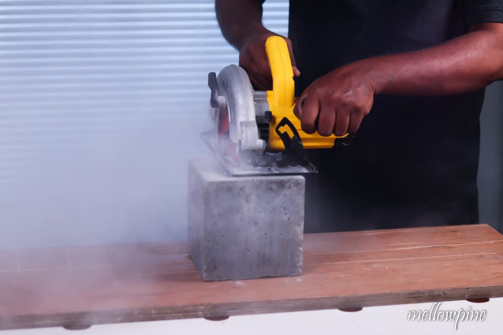 Cutting the concrete block