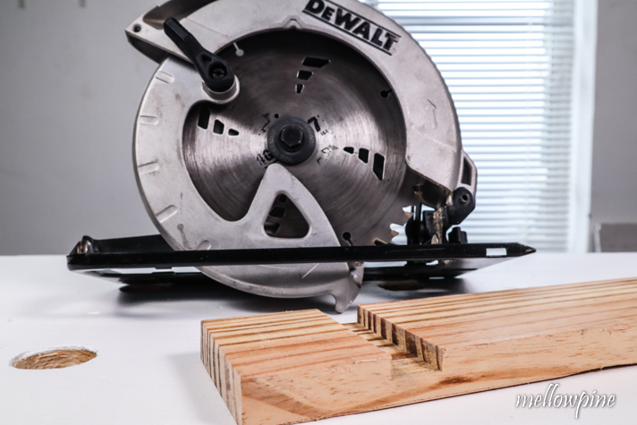 dado cut completed using circular saw