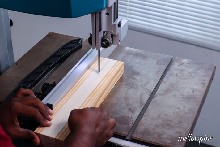 ripping the wood on the band saw