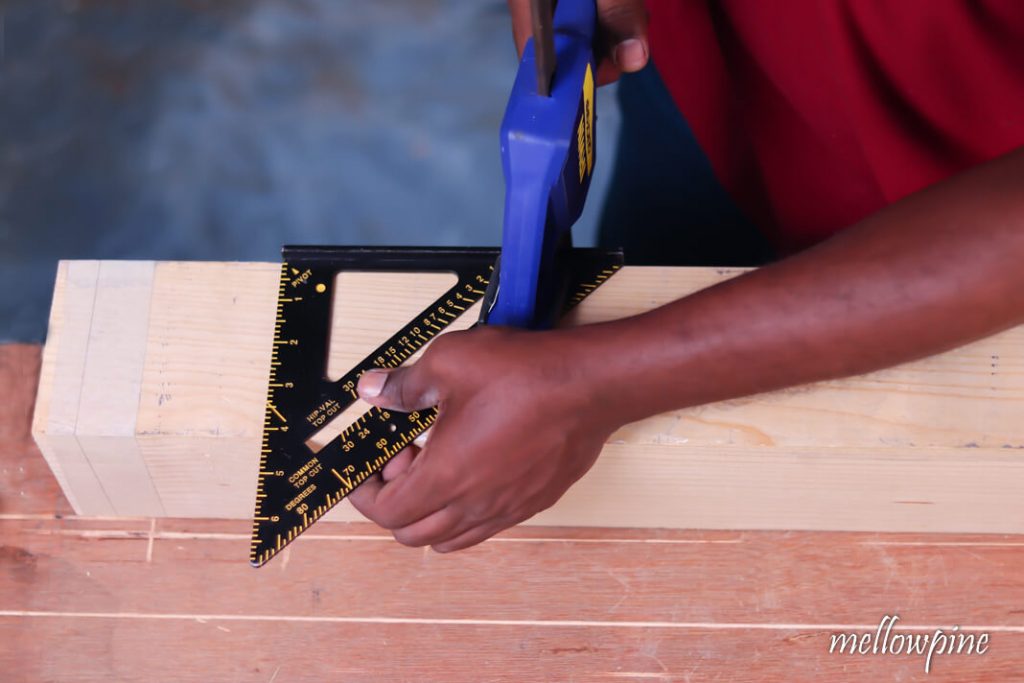 Clamp the speed square with wood