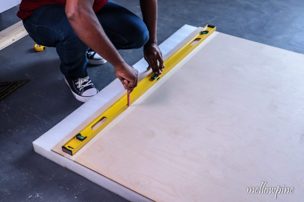 Mark cut line over the masking tape