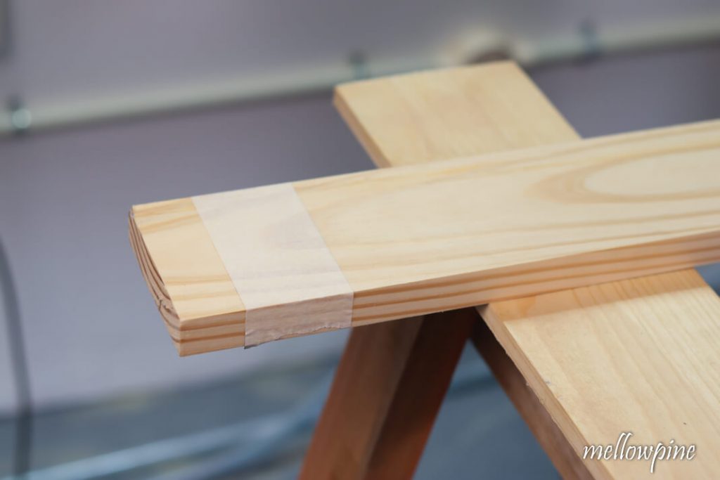 Masking tape on wood