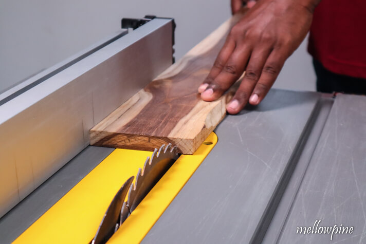 Making the second cut on the table saw