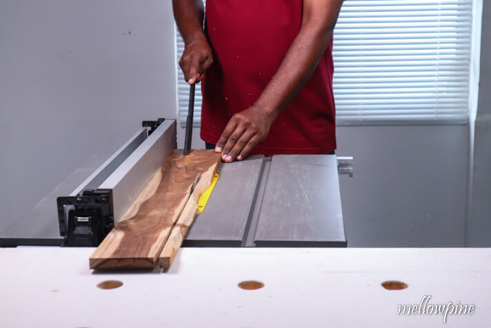 Making the second cut on the table saw