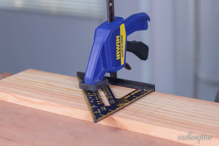 Clamp the speed square with wood
