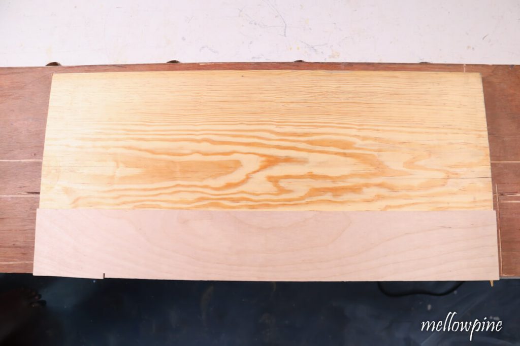 Plywood on cut line of a wood