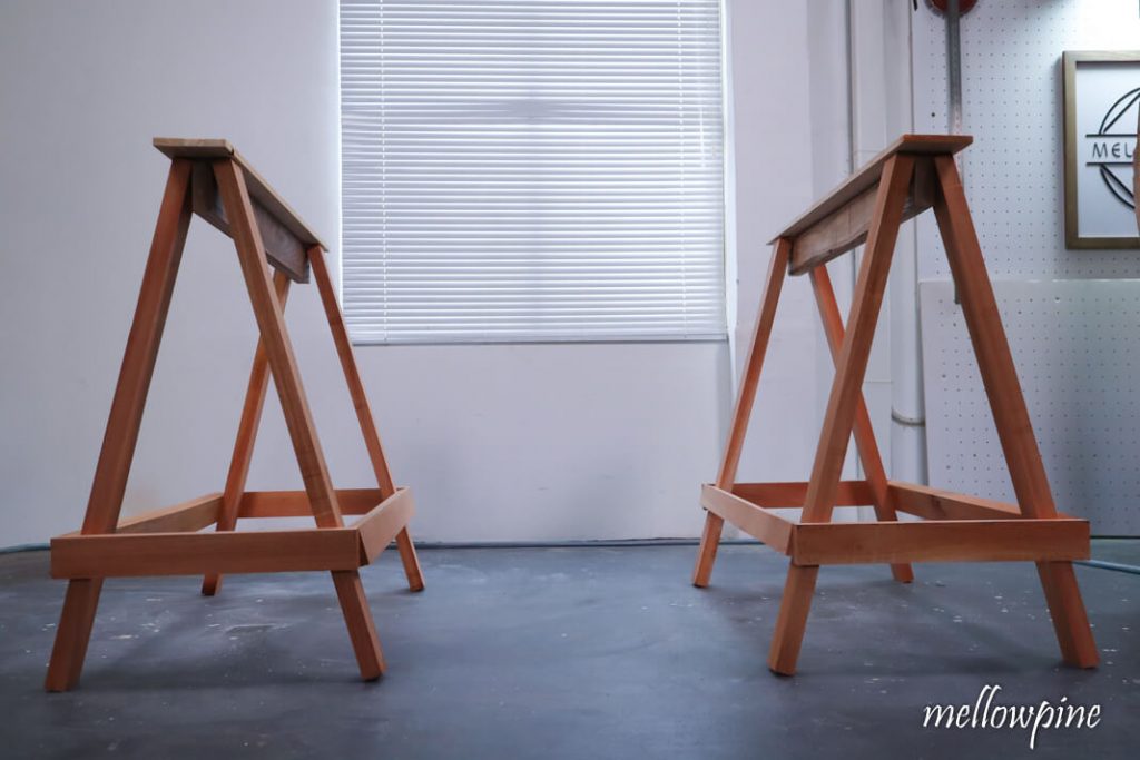 Sawhorse sitting parallel to each other