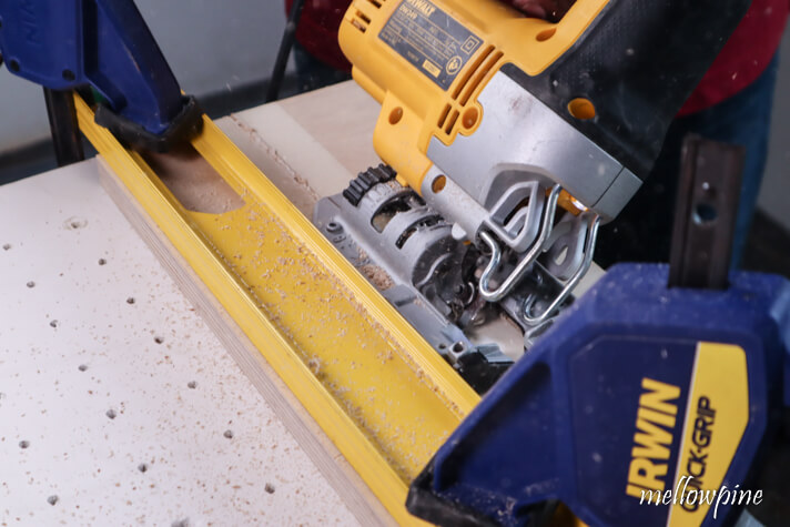 cutting french cleat with jigsaw