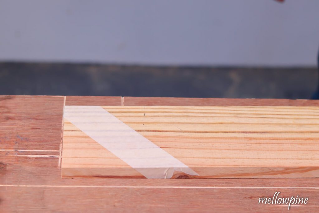 Masking tape on wood