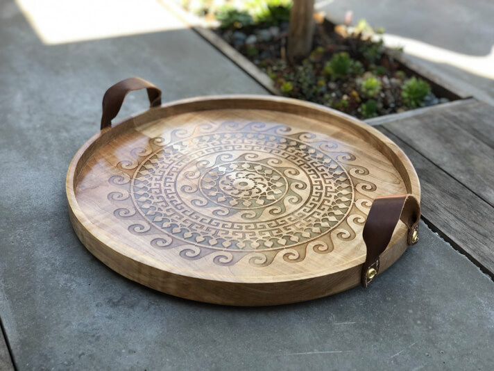 Maple wood table tray made on Evolution 4