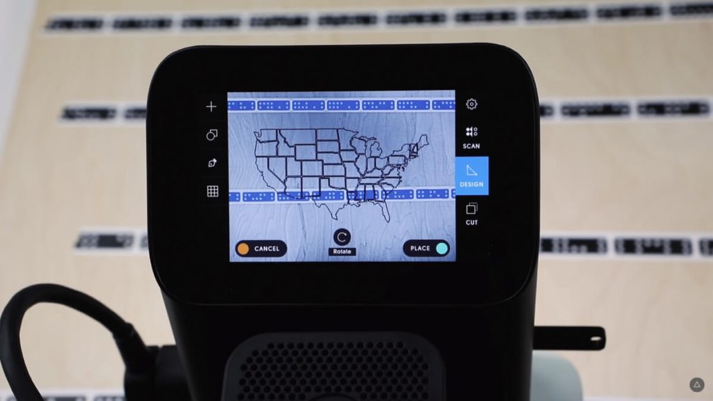 Placing the Design (Map of USA) on the Work Area