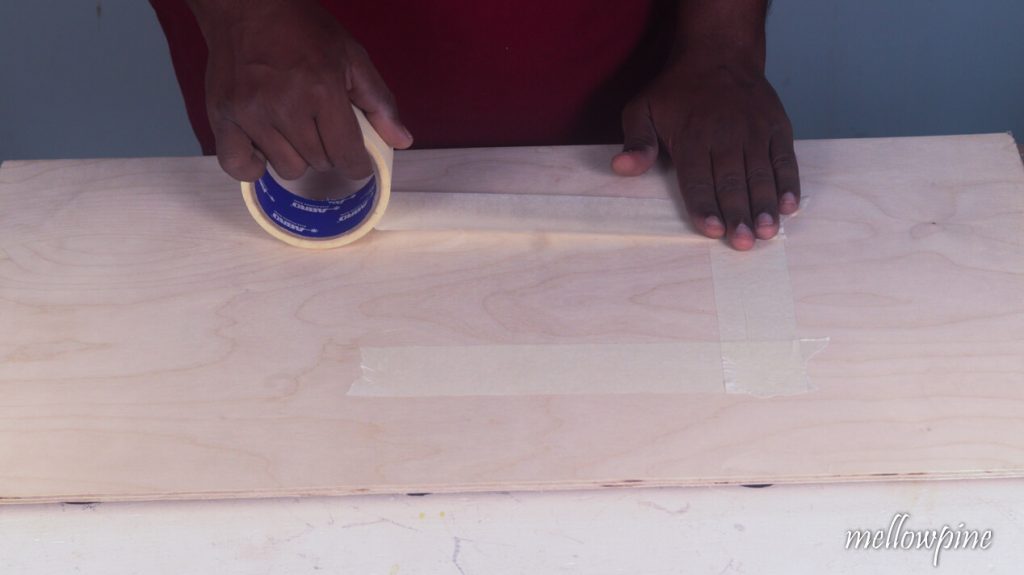 Masking tape on wood
