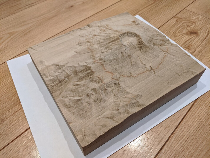 8x8 topographical map of Mt. Saint Helens made on Nomad 3