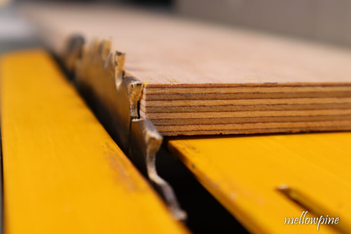 setting blade height to make the second cut in plywood