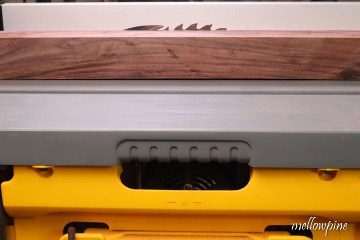 setting blade height to match the edge of the wood