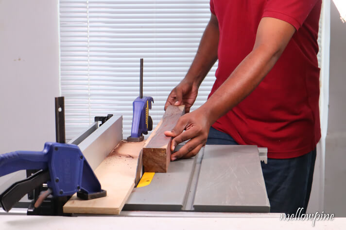 jointing to make the next edge square on the table saw