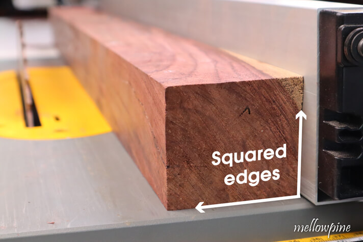 Wood after squaring two edges