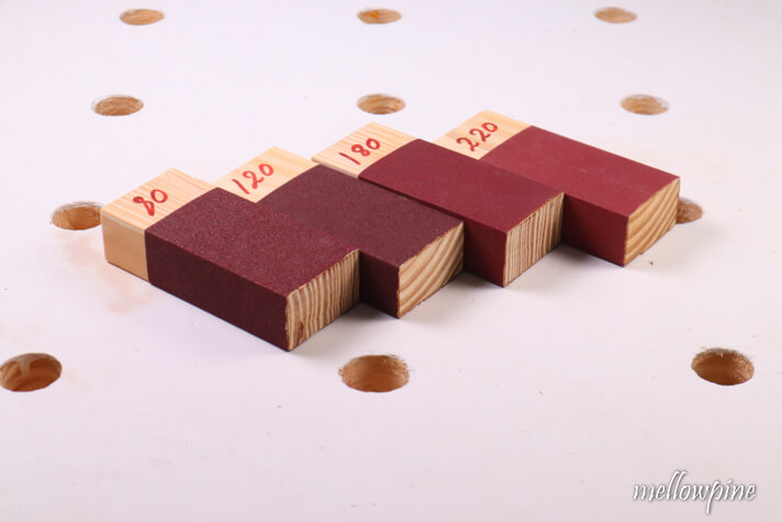 Sanding blocks of different grits