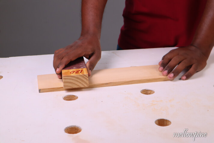 sanding by hand with 120 grit sandpaper