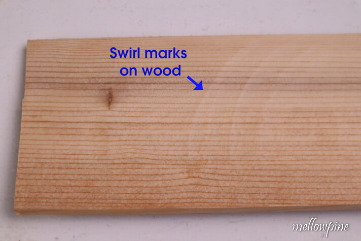 swirl marks on wood due to wrong technique with orbital sander