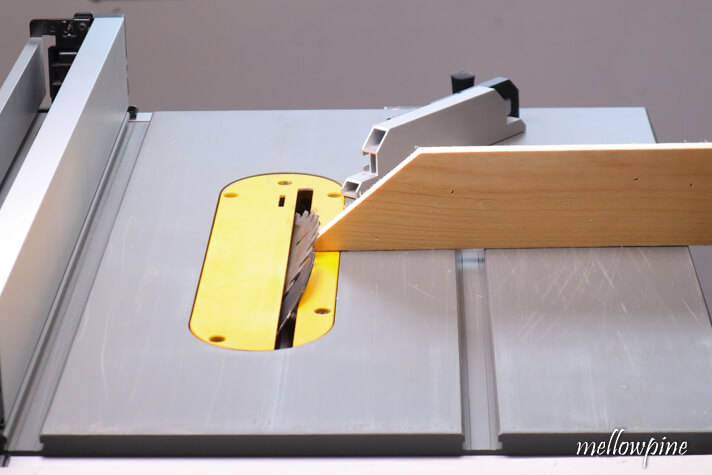 setting the bevel angle of the blade using the mitered piece as reference