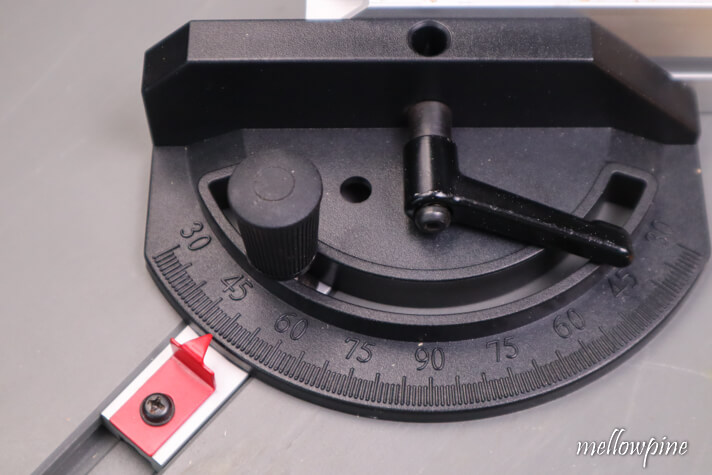 setting the miter angle to 50 degrees